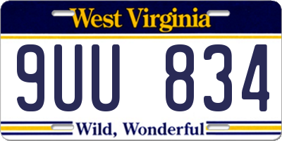 WV license plate 9UU834