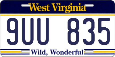 WV license plate 9UU835
