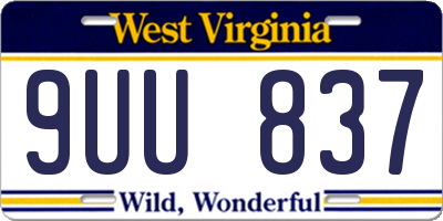 WV license plate 9UU837