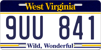 WV license plate 9UU841
