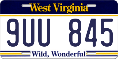 WV license plate 9UU845