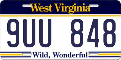 WV license plate 9UU848