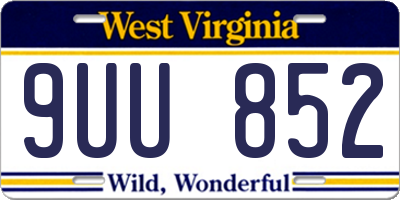 WV license plate 9UU852