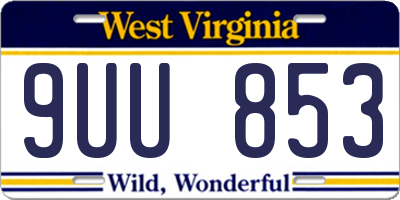 WV license plate 9UU853