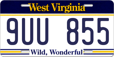 WV license plate 9UU855