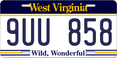 WV license plate 9UU858