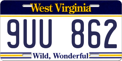 WV license plate 9UU862