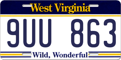 WV license plate 9UU863