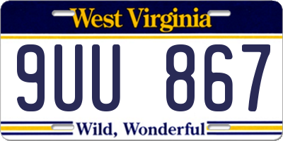 WV license plate 9UU867