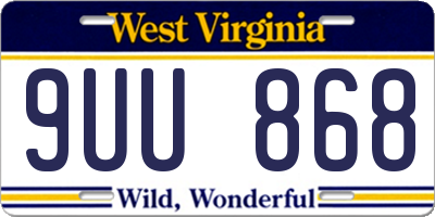 WV license plate 9UU868