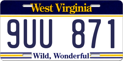 WV license plate 9UU871