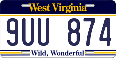 WV license plate 9UU874