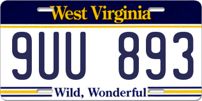 WV license plate 9UU893