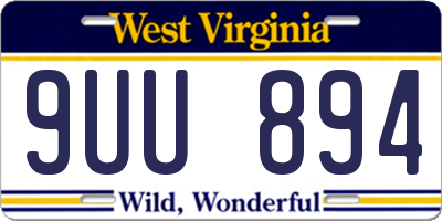 WV license plate 9UU894