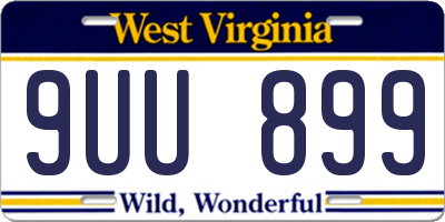 WV license plate 9UU899