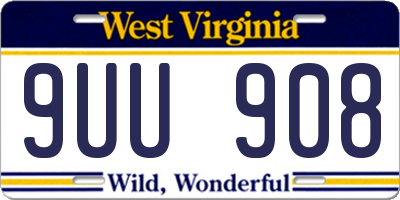 WV license plate 9UU908