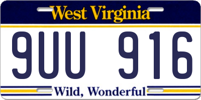 WV license plate 9UU916