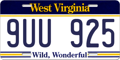 WV license plate 9UU925