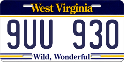 WV license plate 9UU930