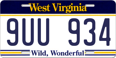 WV license plate 9UU934