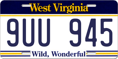 WV license plate 9UU945