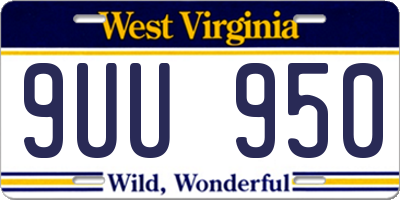 WV license plate 9UU950