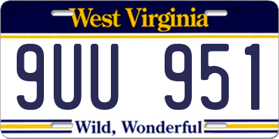 WV license plate 9UU951