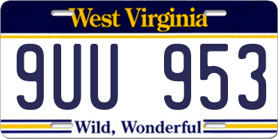 WV license plate 9UU953