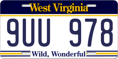 WV license plate 9UU978