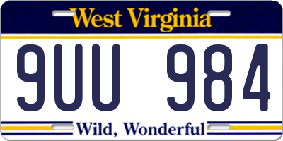 WV license plate 9UU984