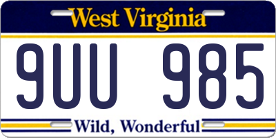 WV license plate 9UU985