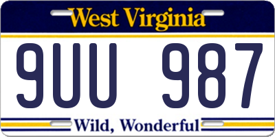WV license plate 9UU987