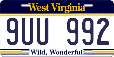 WV license plate 9UU992