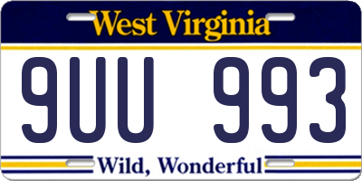 WV license plate 9UU993