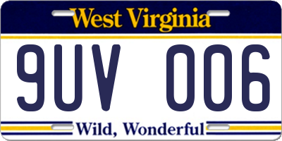 WV license plate 9UV006