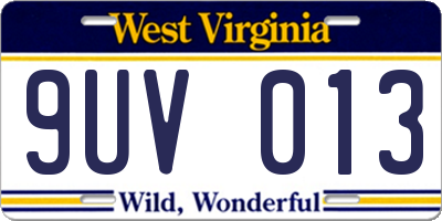 WV license plate 9UV013