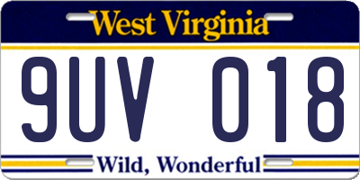WV license plate 9UV018