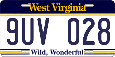 WV license plate 9UV028