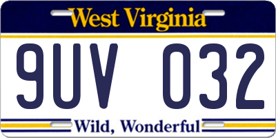 WV license plate 9UV032