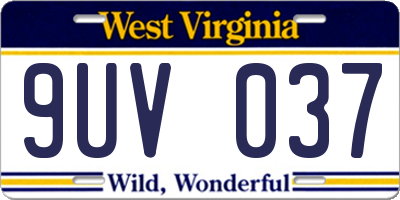WV license plate 9UV037