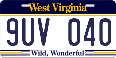 WV license plate 9UV040