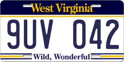 WV license plate 9UV042