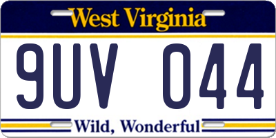 WV license plate 9UV044