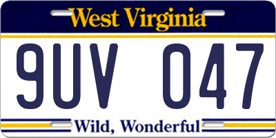 WV license plate 9UV047