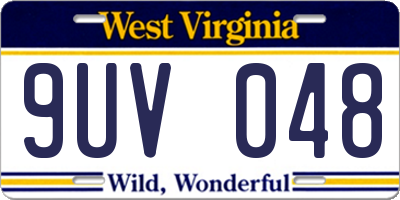 WV license plate 9UV048