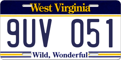 WV license plate 9UV051