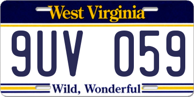 WV license plate 9UV059