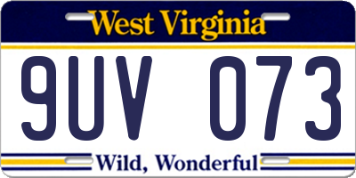 WV license plate 9UV073