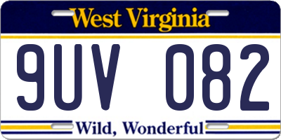 WV license plate 9UV082