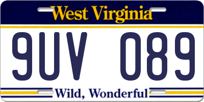 WV license plate 9UV089